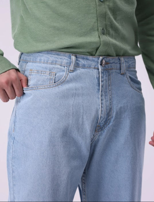 Premium Quality(Light Blue) Jeans straight & comfort-fit.