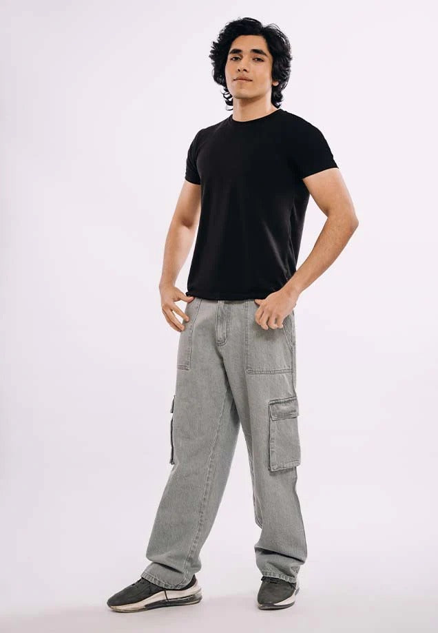 Utility Pocket Jeans - Dark Grey Wash