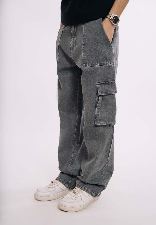 Utility Pocket Jeans - Dark Grey Wash