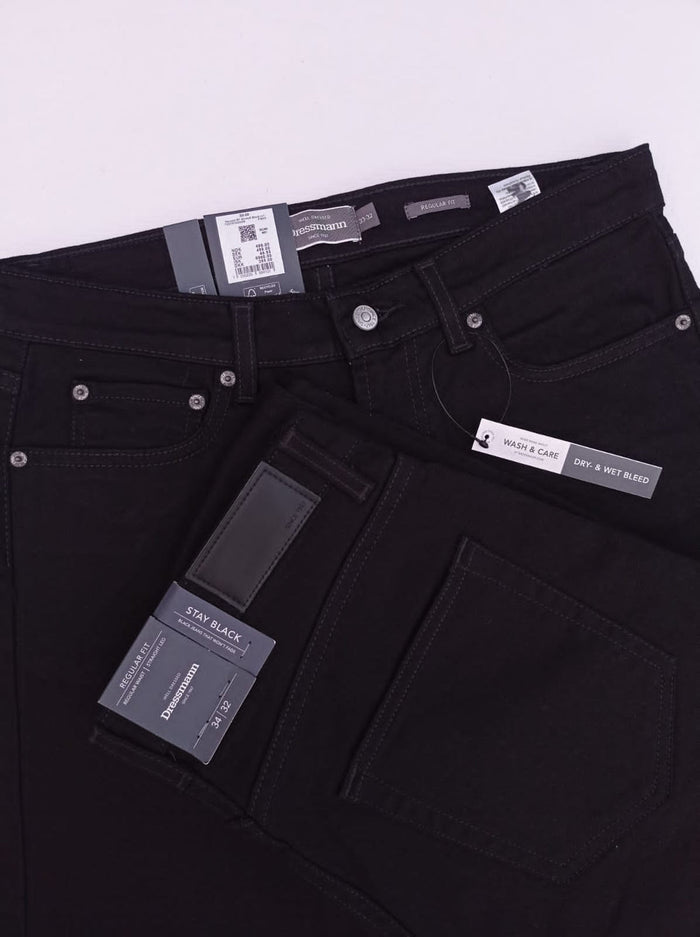 Premium Quality (Jet Black) Jeans straight & comfort-fit.
