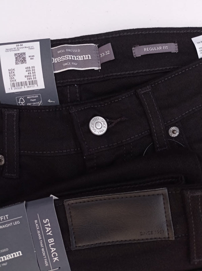Premium Quality (Jet Black) Jeans straight & comfort-fit.