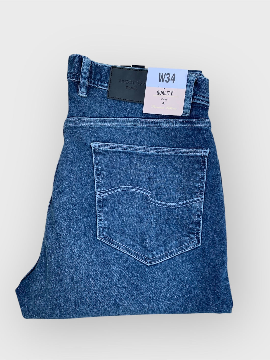 Premium Quality (Mid Blue)  straight & comfort-fit stretched.